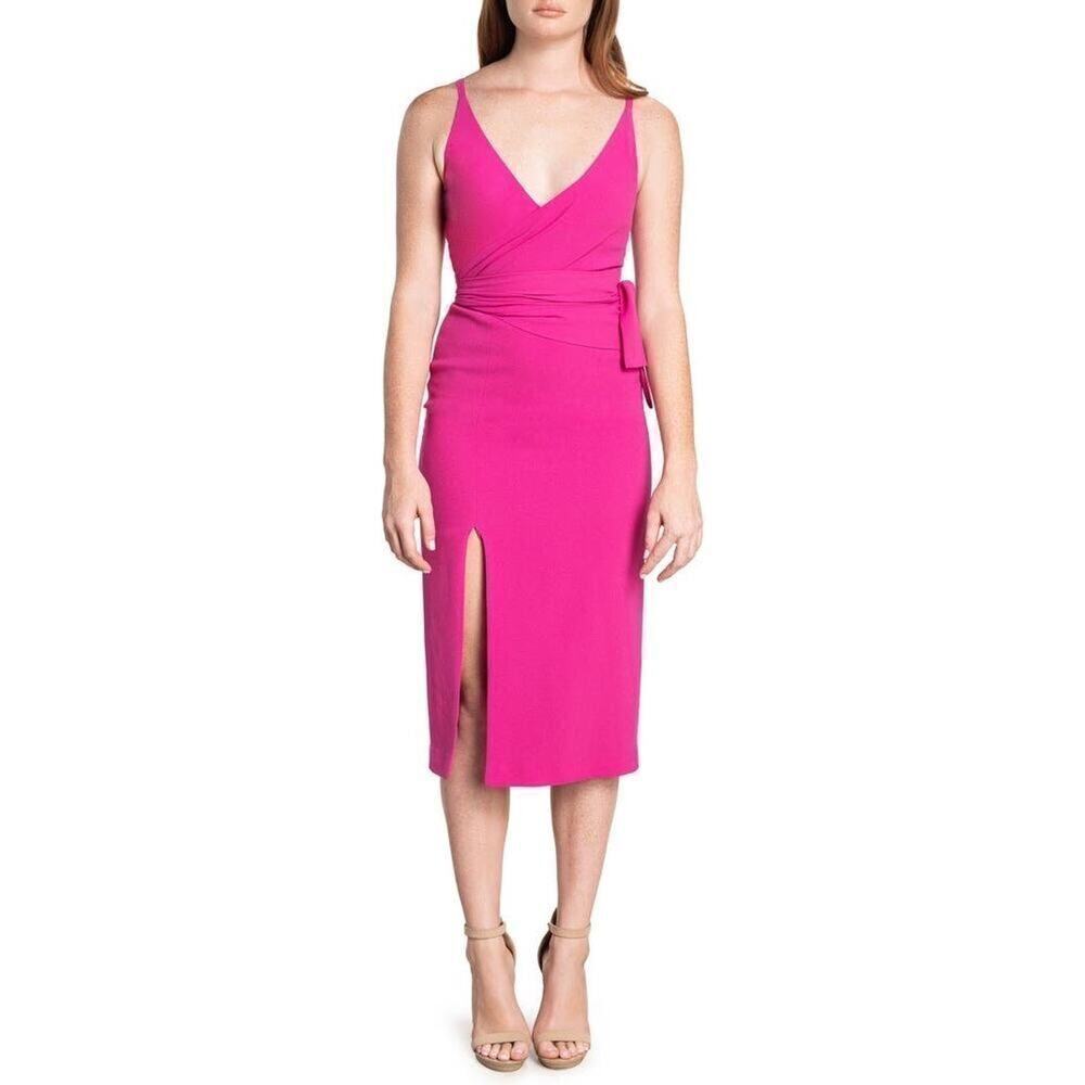 Dress the Population Kiara Cocktail Dress Women's Small Pink Side Bow Body-Con
